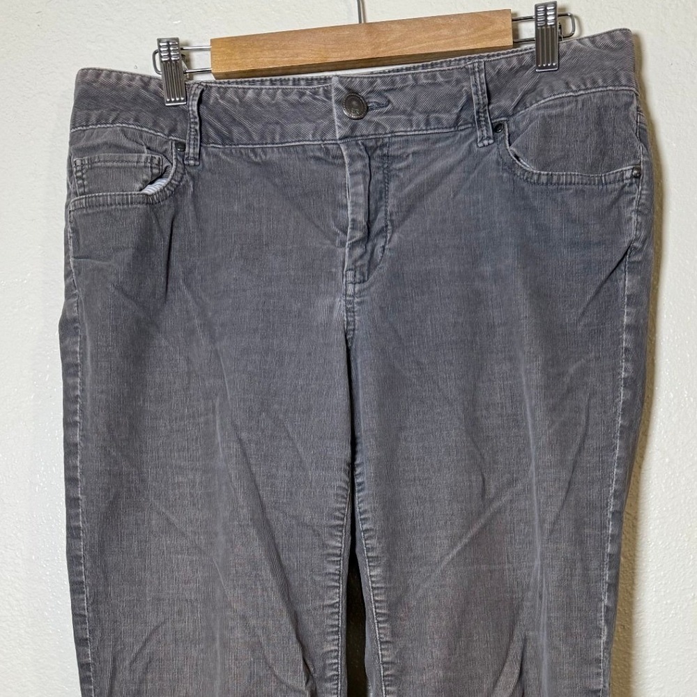 Banana Republic Women Corduroy Pants 12 Petite Grey Straight Leg Dark Academia - Picture 2 of 11